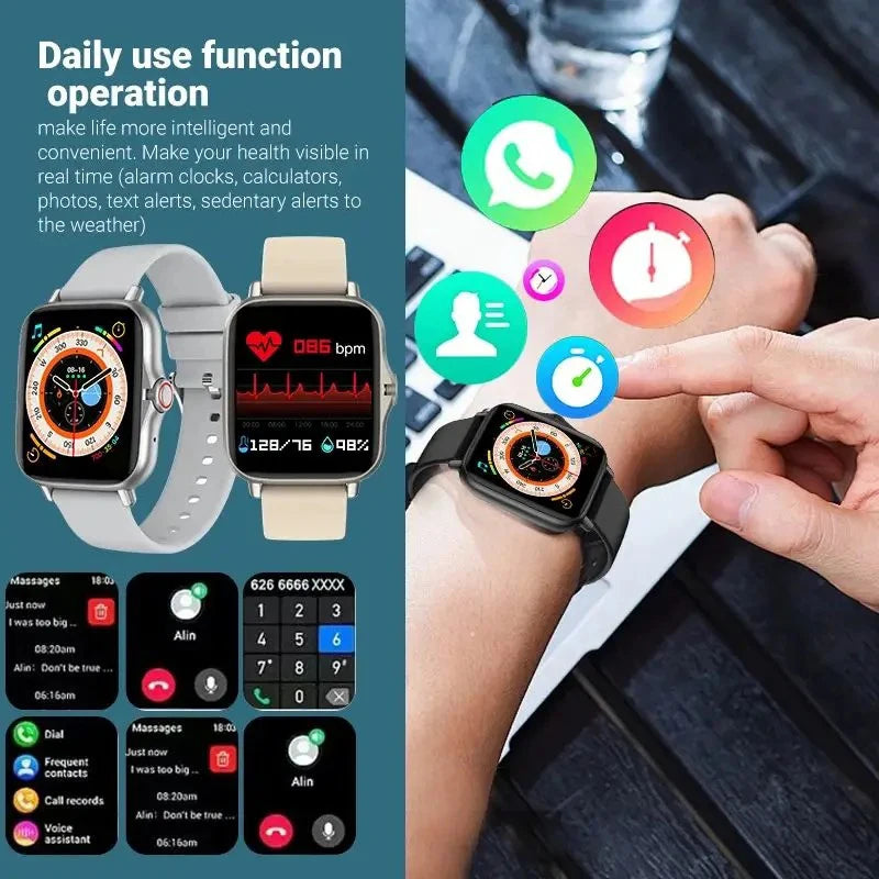 2024 Smart Watch Android Phone 1.44'' Inch Color Screen Bluetooth Call Blood Oxygen/Pressure Monitoring Smart Watch Women Men - BuzzMart