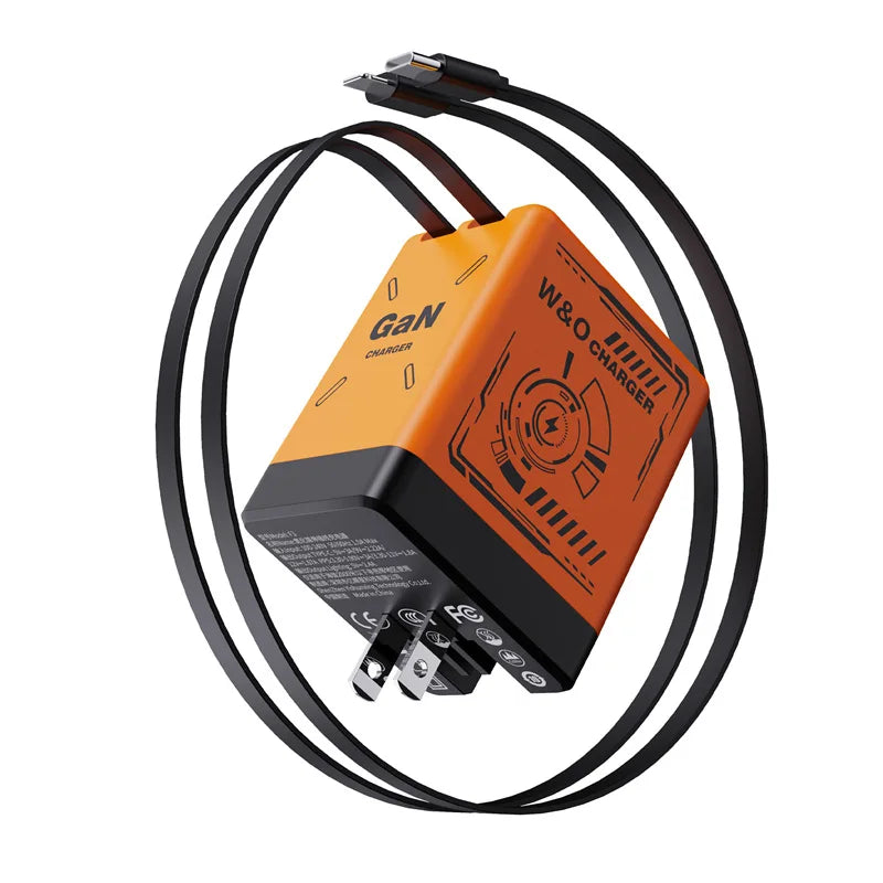 Stylish 120W GaN Fast Charger with Retractable Cables - BuzzMart