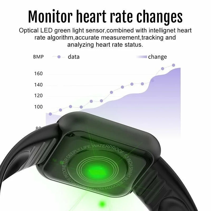 Y68 Smart Watch Men Women Heart Rate Oxygen Blood Pressure Monitoring Multi-Function Sleep Monitoring Smartwatch for Ios Android - BuzzMart