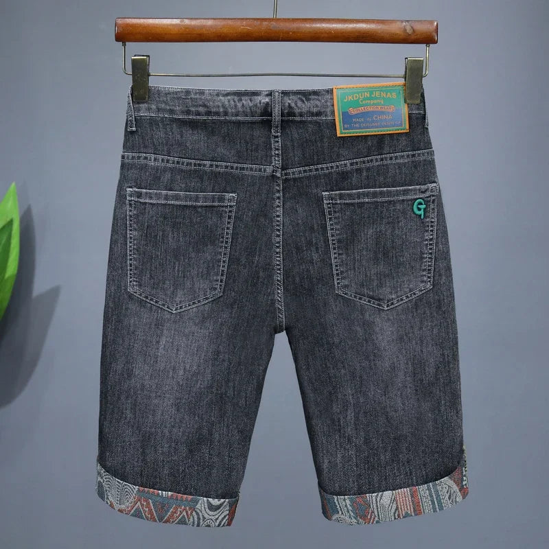 Men’s Embroidered Denim Shorts – Bold Summer Streetwear Look - BuzzMart