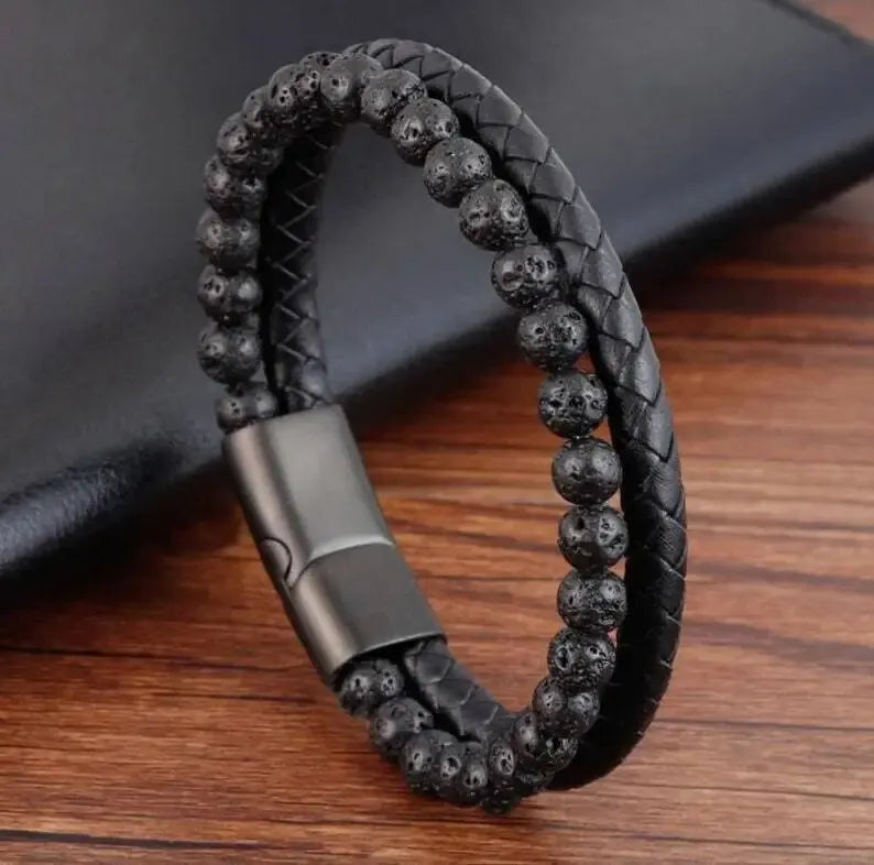🔥 Tiger Eye & Lava Stone Bracelet – Steel Gift for Him/Her - BuzzMart