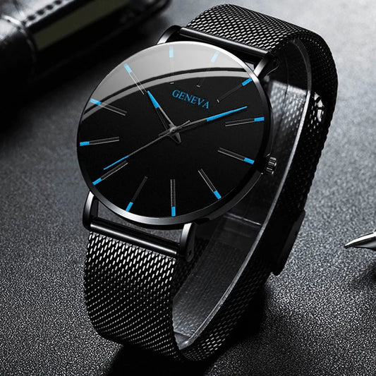 Fashion Ultra-Thin Men’s Business Watch | Steel Mesh Quartz Wristwatch - BuzzMart