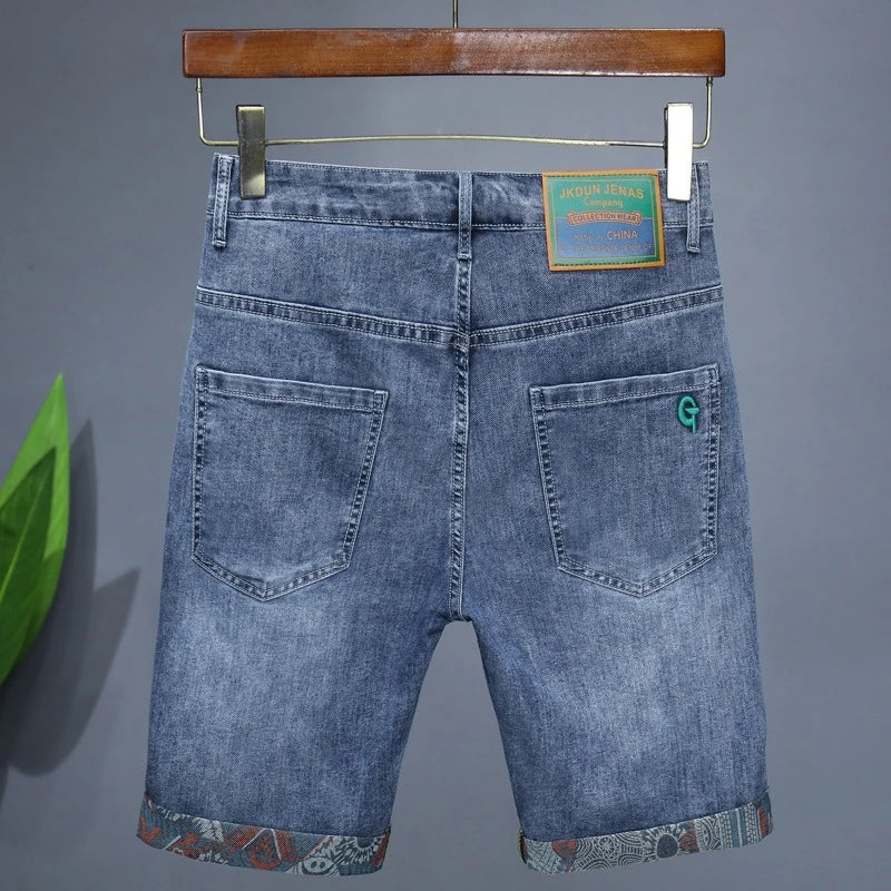 Men’s Embroidered Denim Shorts – Bold Summer Streetwear Look - BuzzMart