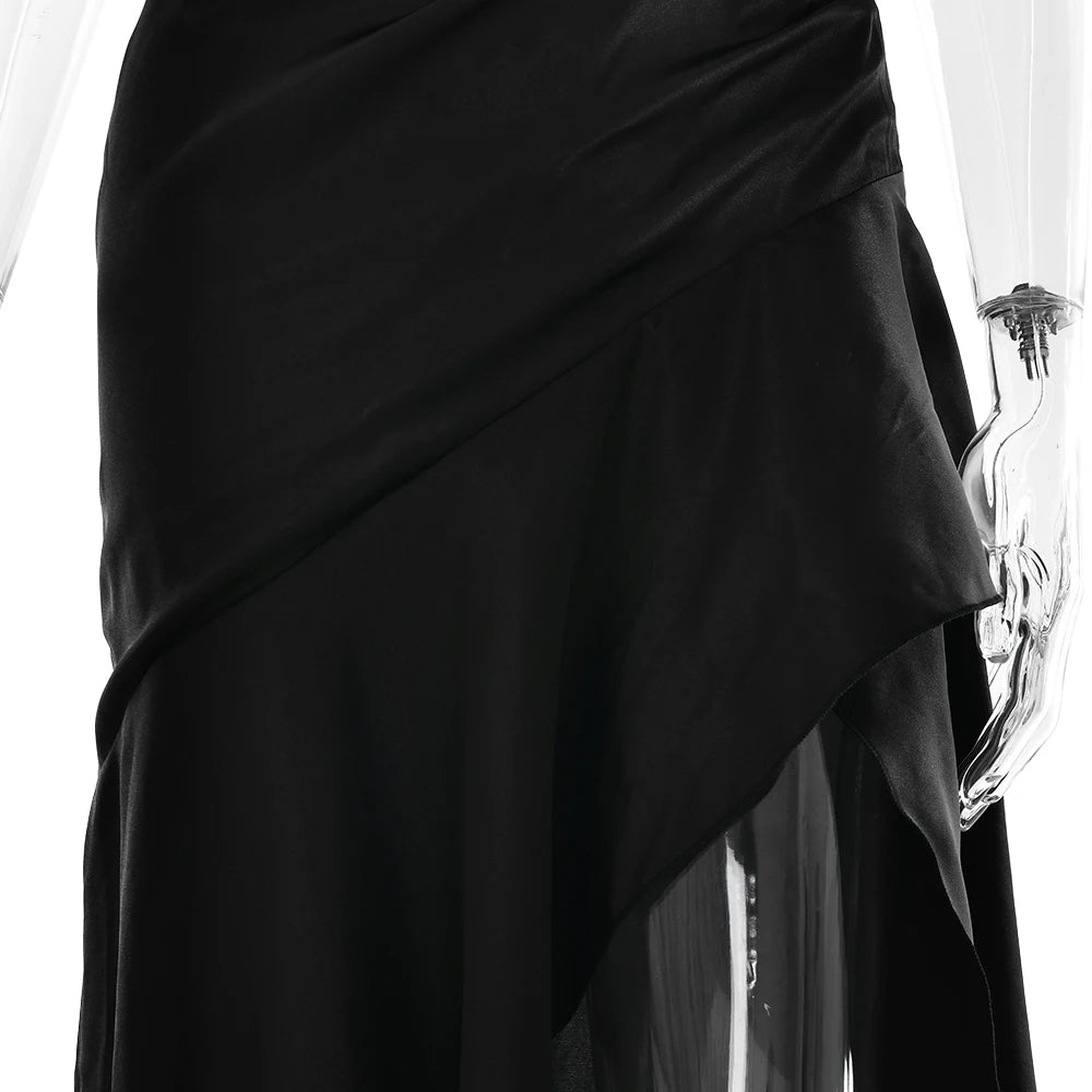 Sexy Satin Split Maxi Dress – Backless Holiday Glam Look - BuzzMart