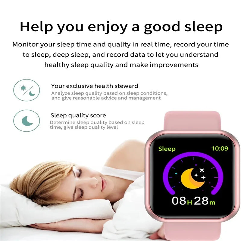 Y68 Smart Watch Men Women Heart Rate Oxygen Blood Pressure Monitoring Multi-Function Sleep Monitoring Smartwatch for Ios Android - BuzzMart
