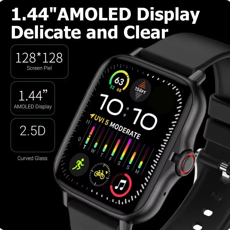 2024 Smart Watch Android Phone 1.44'' Inch Color Screen Bluetooth Call Blood Oxygen/Pressure Monitoring Smart Watch Women Men - BuzzMart