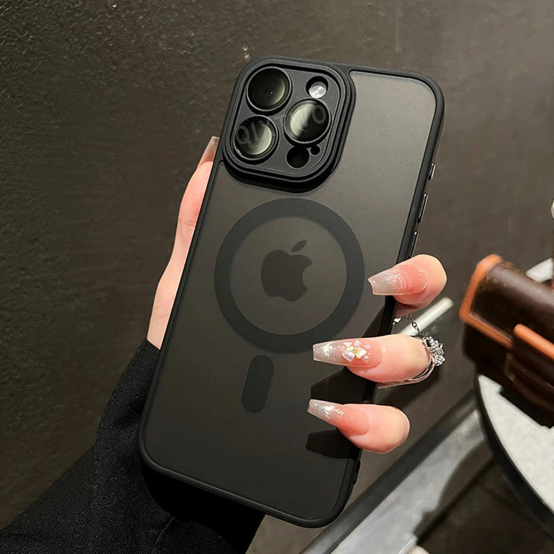 Luxury Matte Armor For Magsafe Magnetic Wireless Charging Case For iPhone 11 12 13 14 15 16 Pro Max Plus Shockproof Hard Cover - BuzzMart