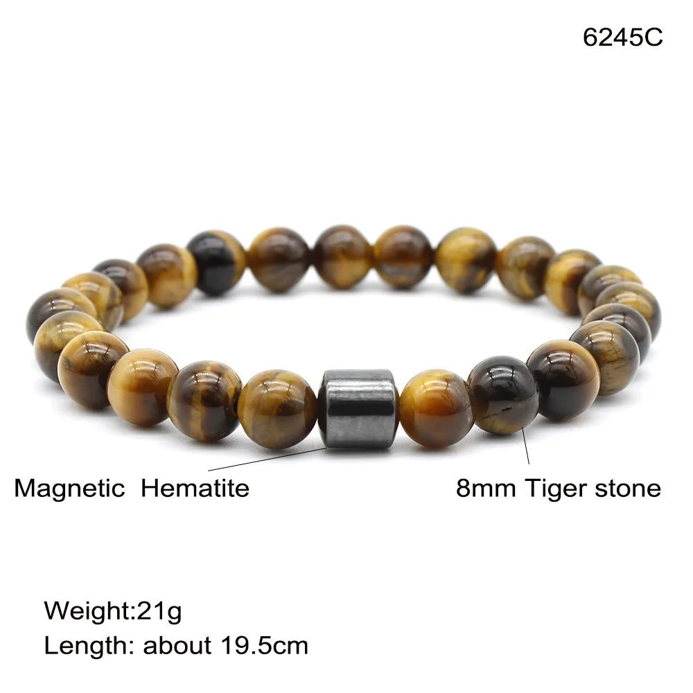 🧲 Magnetic Tiger Eye Bracelet – Handmade Gift for Him - BuzzMart