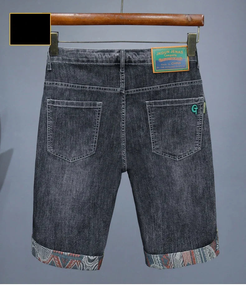 Men’s Embroidered Denim Shorts – Bold Summer Streetwear Look - BuzzMart