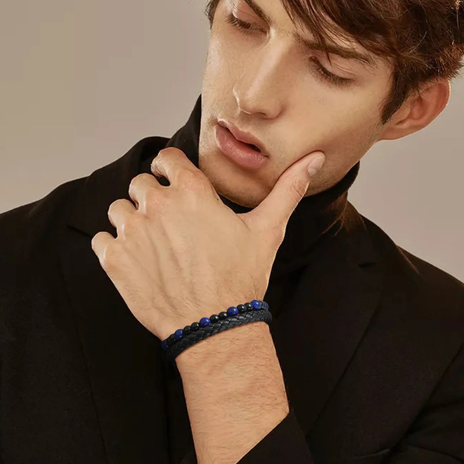 🎁 Bold Tiger Eye Bracelet – Leather Gift for Dad or Him - BuzzMart