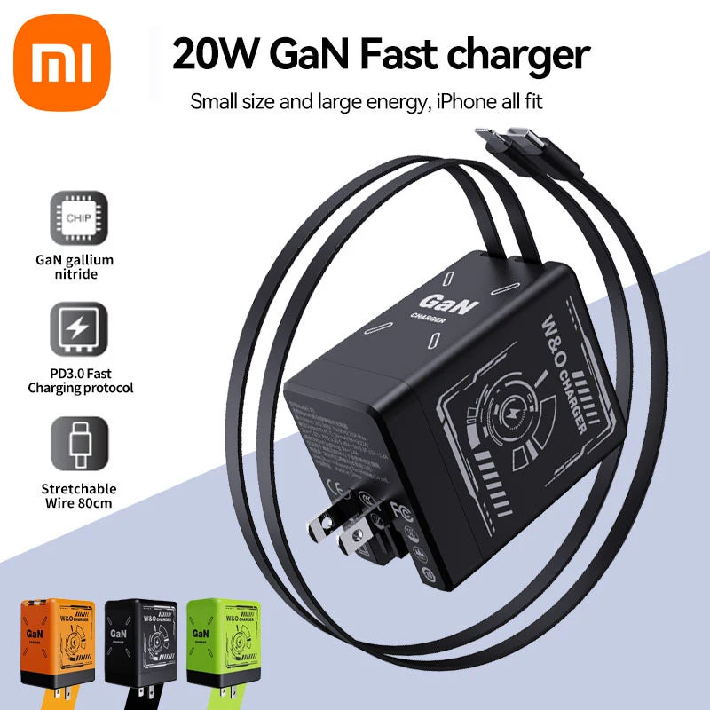 Stylish 120W GaN Fast Charger with Retractable Cables - BuzzMart