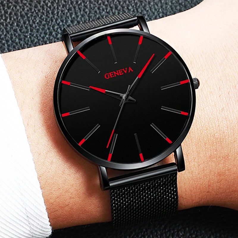Fashion Ultra-Thin Men’s Business Watch | Steel Mesh Quartz Wristwatch - BuzzMart