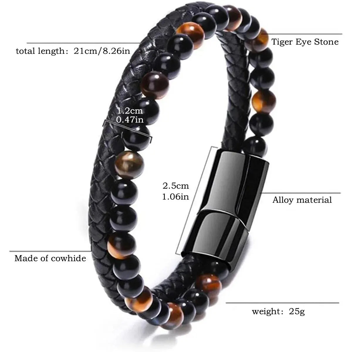🔥 Tiger Eye & Lava Stone Bracelet – Steel Gift for Him/Her - BuzzMart