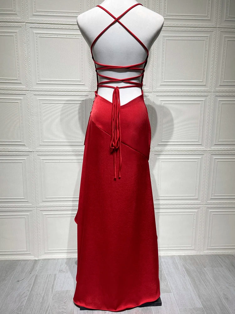 Sexy Backless Ruffle Maxi Dress – Elegant Summer Party Look - BuzzMart