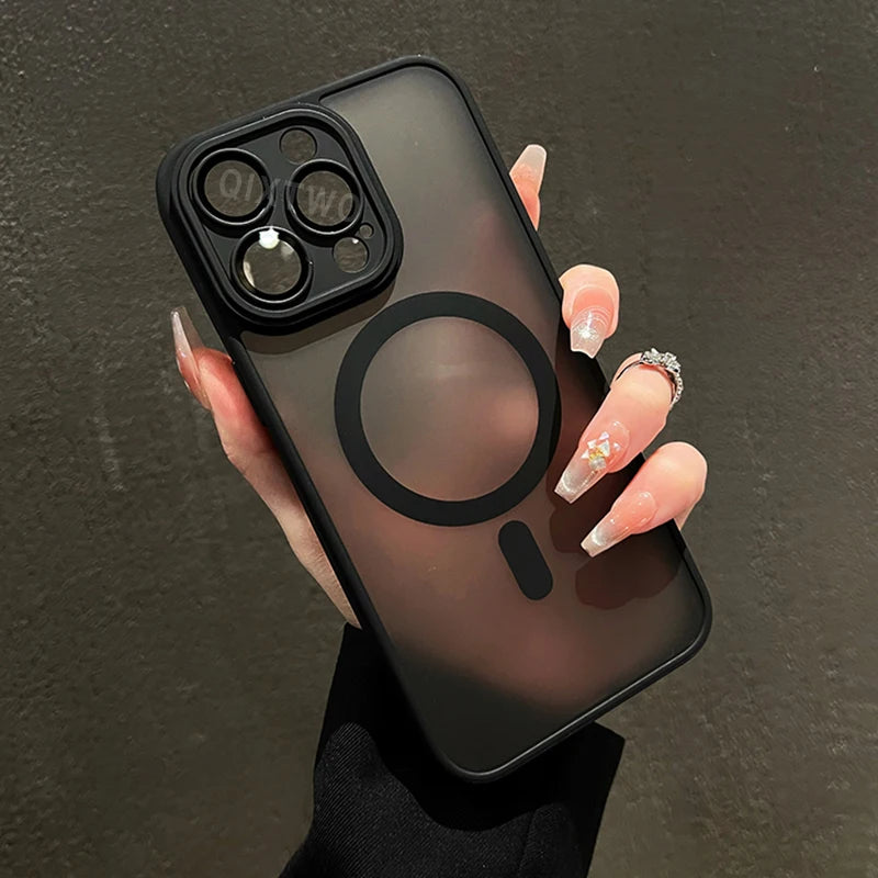 Luxury Matte Armor For Magsafe Magnetic Wireless Charging Case For iPhone 11 12 13 14 15 16 Pro Max Plus Shockproof Hard Cover - BuzzMart