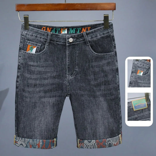 Men’s Embroidered Denim Shorts – Bold Summer Streetwear Look - BuzzMart