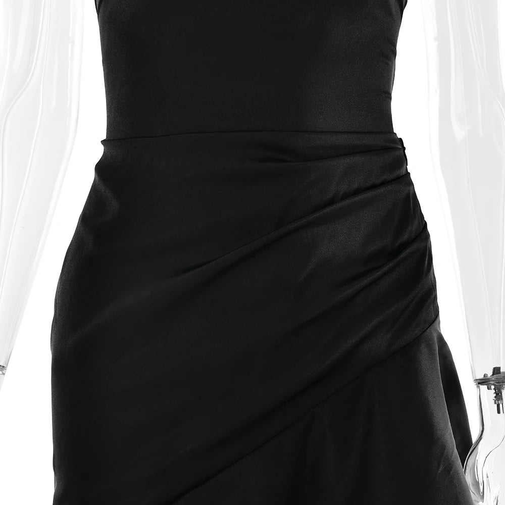 Sexy Satin Split Maxi Dress – Backless Holiday Glam Look - BuzzMart