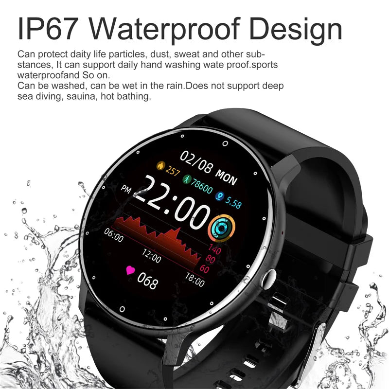 LIGE Smart Watch Women Men Full Touch Screen Bluetooth 5.2 Call Waterproof Watches Sports Fitness Tracker Factory IP67 ZL02 New - BuzzMart