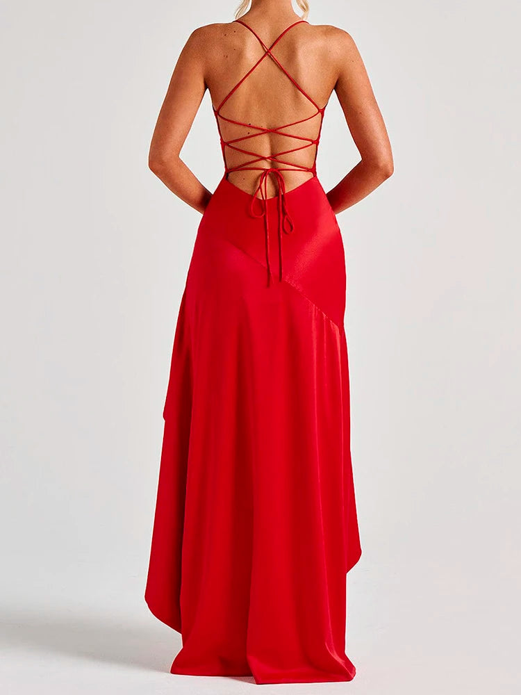 Sexy Backless Ruffle Maxi Dress – Elegant Summer Party Look - BuzzMart