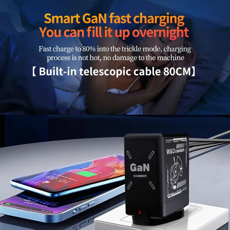 Trendy 20W GaN Fast Charger with Soft Silicone Cables - BuzzMart