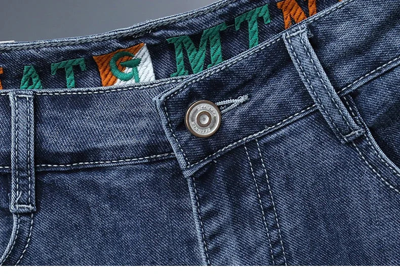 Men’s Embroidered Denim Shorts – Bold Summer Streetwear Look - BuzzMart