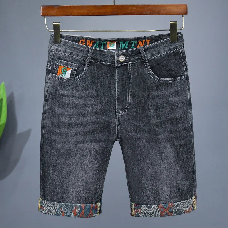 Men’s Embroidered Denim Shorts – Bold Summer Streetwear Look - BuzzMart