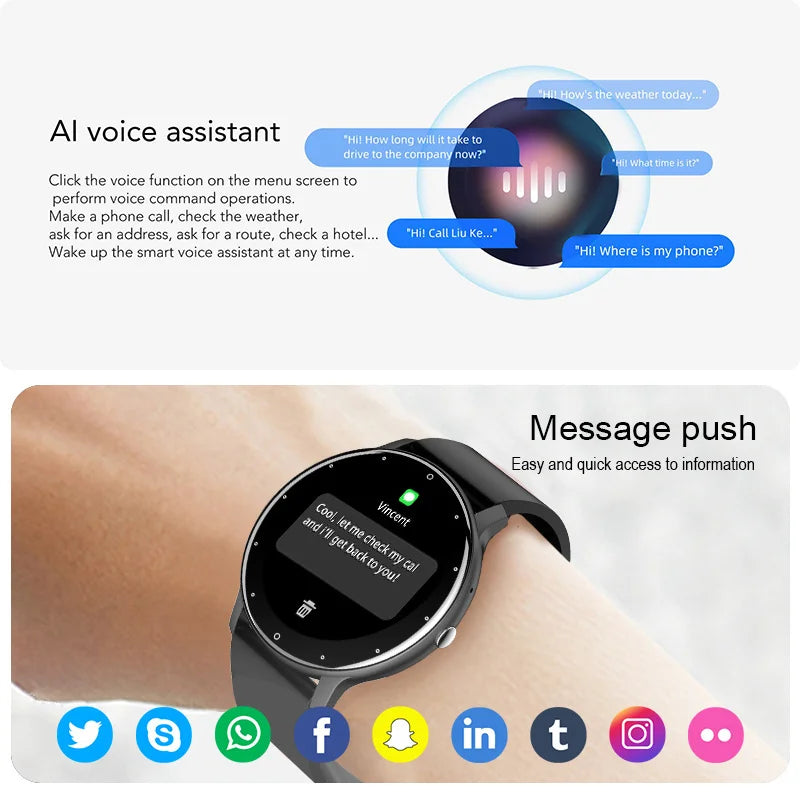 LIGE Smart Watch Women Men Full Touch Screen Bluetooth 5.2 Call Waterproof Watches Sports Fitness Tracker Factory IP67 ZL02 New - BuzzMart
