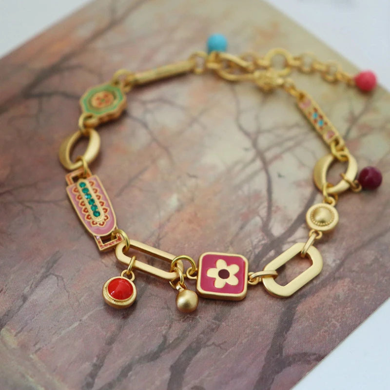 Modern Jewelry Elegant Temperament Multiple Colorful Enamle Chain Bracelets For Women Female Gifts Sweet Accessories Hot Sale - BuzzMart
