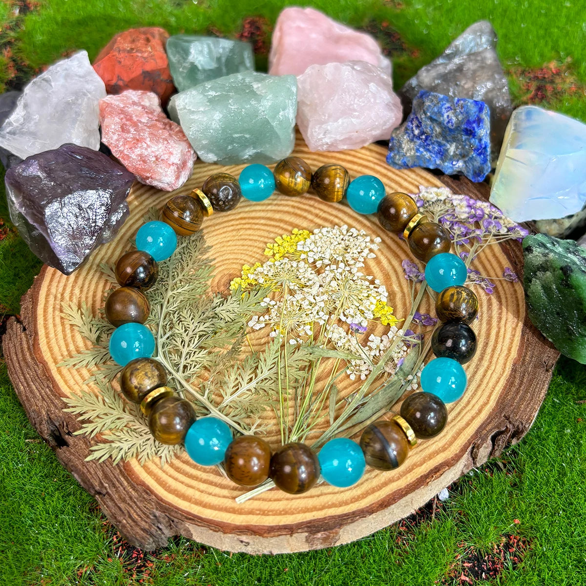 🌿 Boho Tiger Eye Bracelet – Vintage Abundance Energy Jewellery - BuzzMart