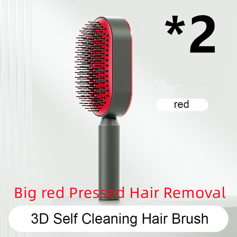 Self Cleaning Hair Brush For Women One-key Cleaning Hair Loss Airbag Massage Scalp Comb Anti-Static Hairbrush - BuzzMart