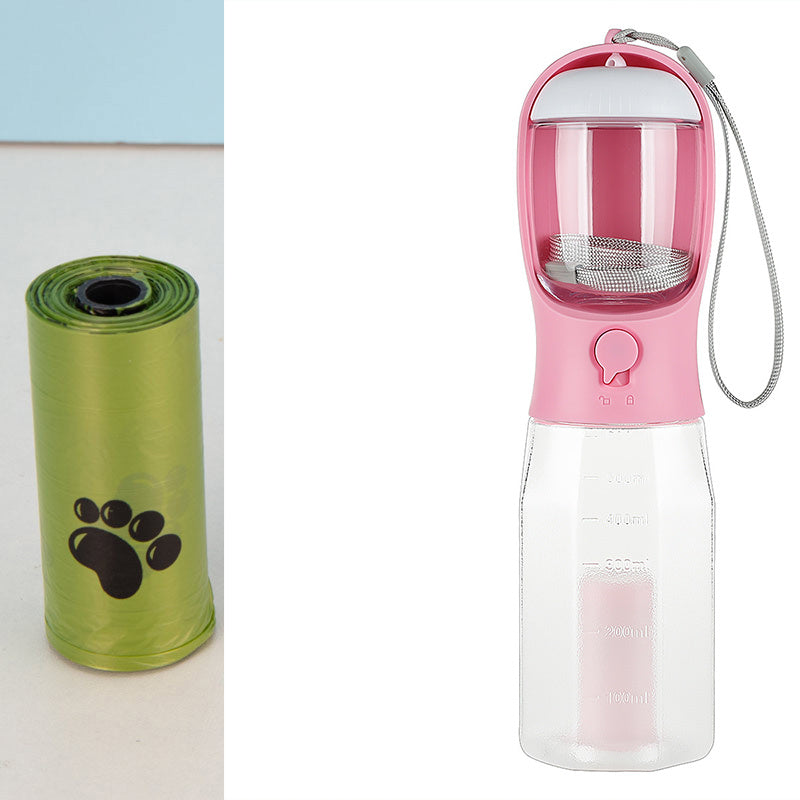 Portable Cat Dog Water Bottle Food Feeder Drinker Poop Dispenser 3 In 1 Leak-proof Multifunctional Dog Water Bottle Pet Products - BuzzMart