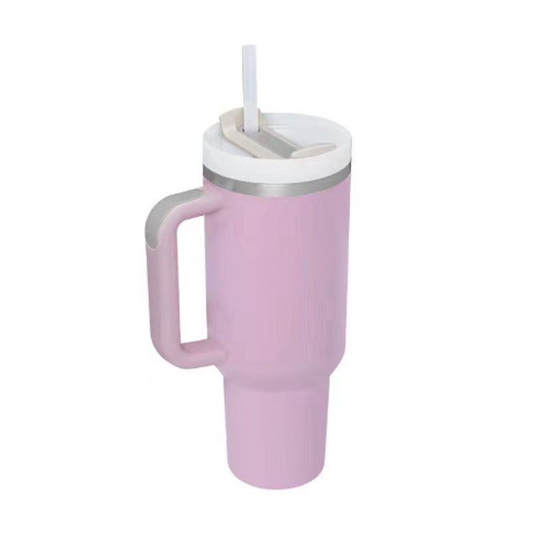 40 Oz Tumbler With Handle Straw Insulated, Stainless Steel Spill Proof Vacuum Coffee Cup Tumbler With Lid Tapered Mug Gifts For Valentine Lover Suitable For Car Gym Office Travel - BuzzMart