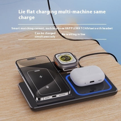 15W 3 In 1 LED Fast Wireless Charger Stand Foldable Charging Station For Smart Phone 15 14 13 12 11 IWatch 9 8 7 6 5 Airpods Pro - BuzzMart