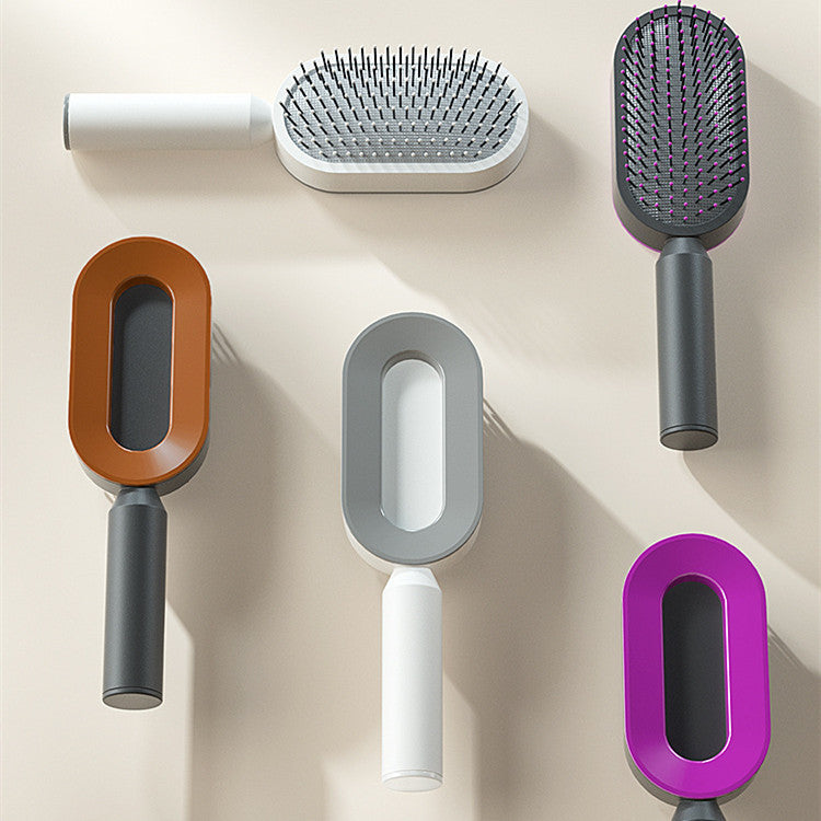 Self Cleaning Hair Brush For Women One-key Cleaning Hair Loss Airbag Massage Scalp Comb Anti-Static Hairbrush - BuzzMart