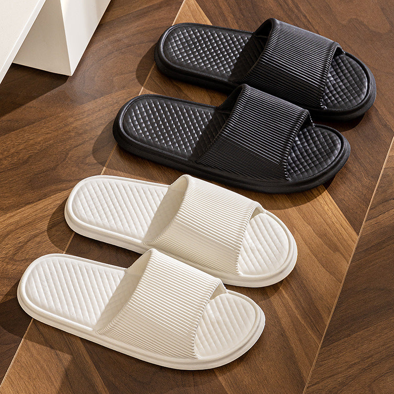 Summer Slipper Indoor House Shoes For Men Women Couples Solid Color Rhombus Striped Non-slip Bathroom Slippers - BuzzMart