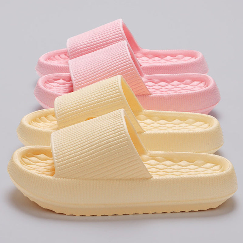 Summer EVA Slippers Solid Color Rhombus Stripe Anti-slip Slippers New Women's Home Shoes - BuzzMart