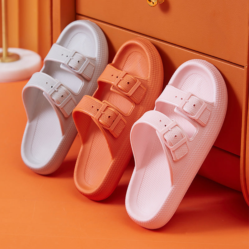 Platform Slippers Women's Summer Buckle Home Shoes Fashion Outdoor Wear Soft Bottom Sandals - BuzzMart