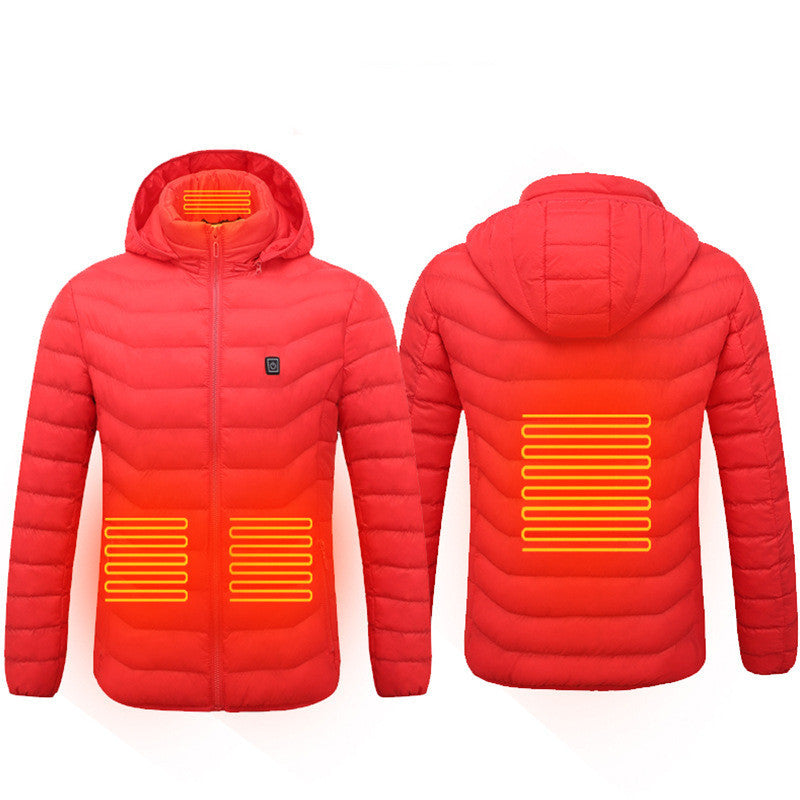 Men Heated Puffer Jacket Electric Heating Coat Insulated Hood Windbreaker 9Heat Zones - BuzzMart