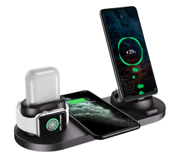 Wireless Charger For IPhone Fast Charger For Phone Fast Charging Pad For Phone Watch 6 In 1 Charging Dock Station - BuzzMart