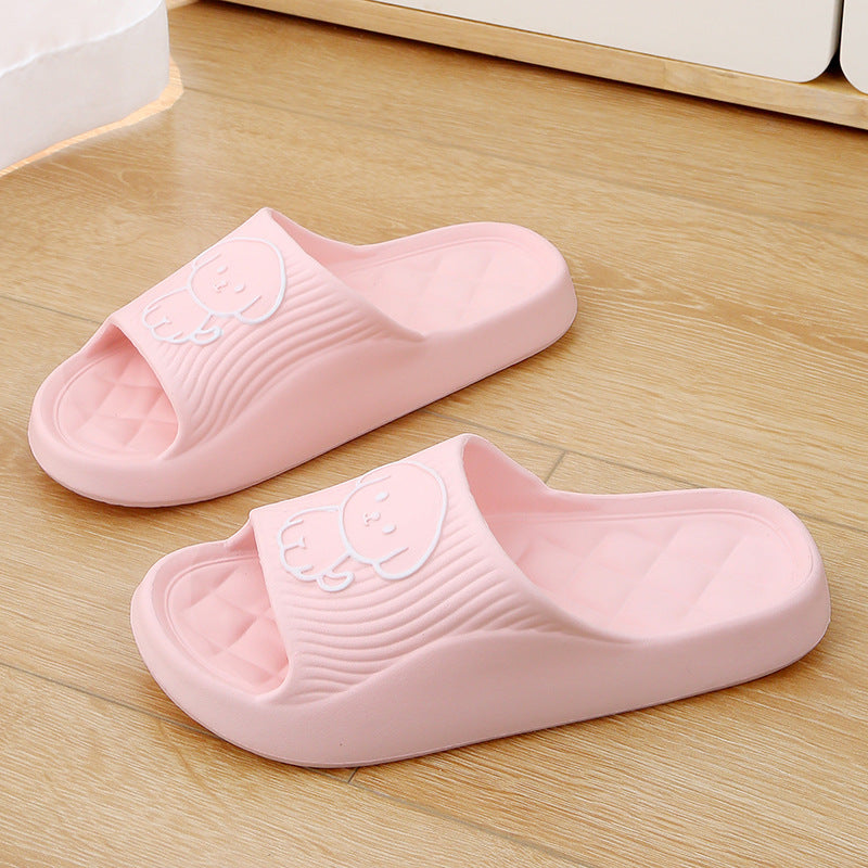 Cute Cartoon Dog Slippers Summer Solid Color Non-slip Rhombus Bathroom Slipper Indoor House Shoes For Men Women Couples - BuzzMart