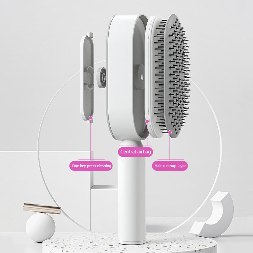Self Cleaning Hair Brush For Women One-key Cleaning Hair Loss Airbag Massage Scalp Comb Anti-Static Hairbrush - BuzzMart