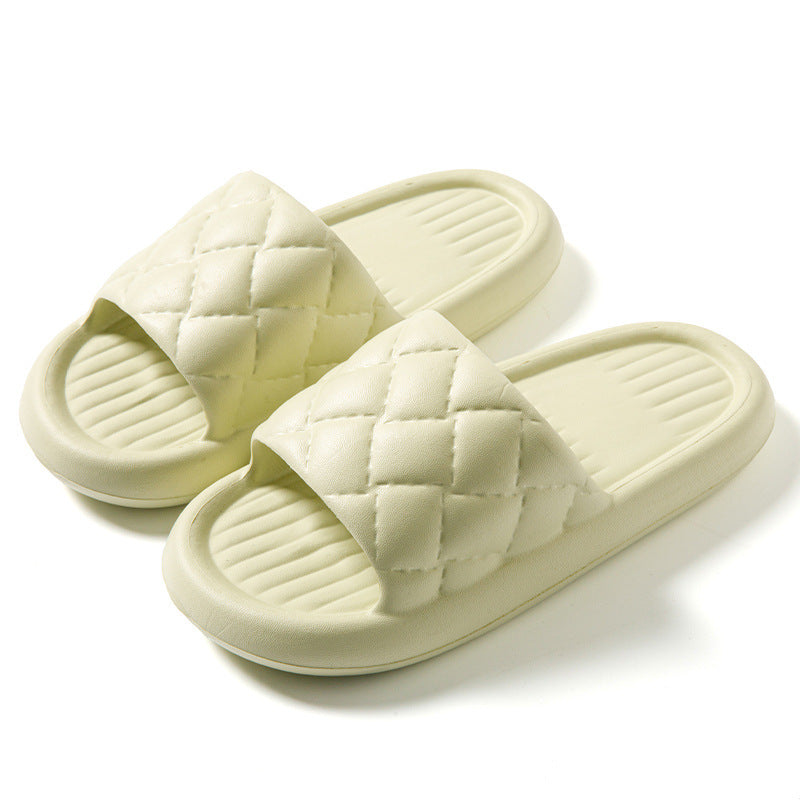 New Rhombus Home Slippers Summer Non-slip Floor Bathroom Slipper Lightweight Simple House Shoes For Women Men - BuzzMart