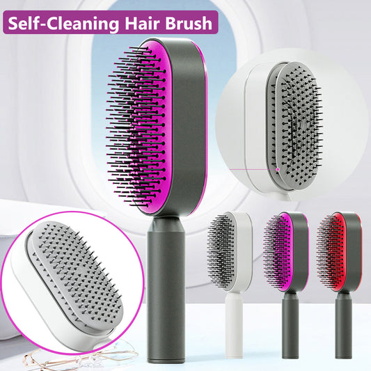 Self Cleaning Hair Brush For Women One-key Cleaning Hair Loss Airbag Massage Scalp Comb Anti-Static Hairbrush - BuzzMart
