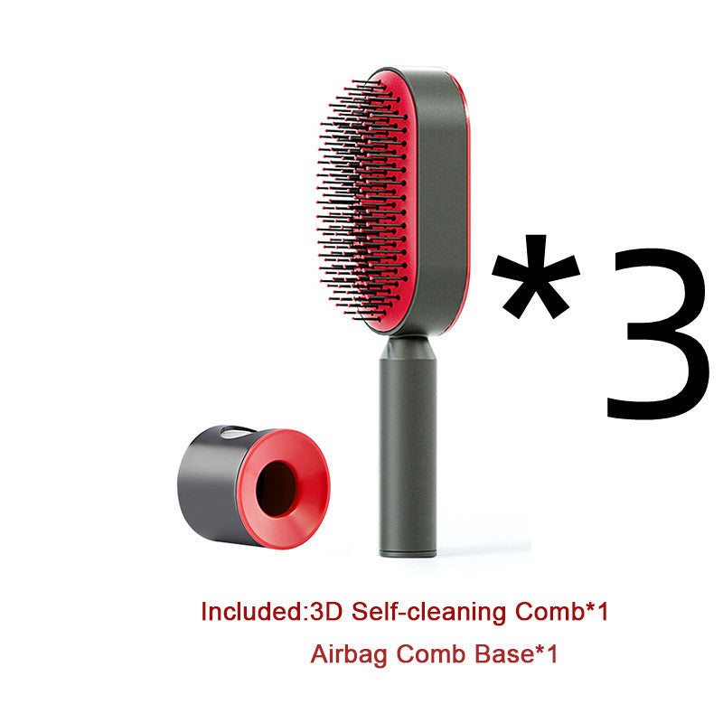 Self Cleaning Hair Brush For Women One-key Cleaning Hair Loss Airbag Massage Scalp Comb Anti-Static Hairbrush - BuzzMart