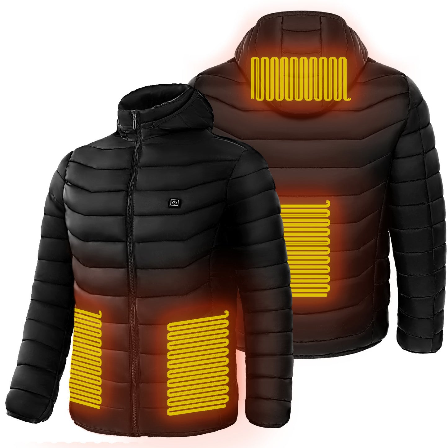 Men Heated Puffer Jacket Electric Heating Coat Insulated Hood Windbreaker 9Heat Zones - BuzzMart
