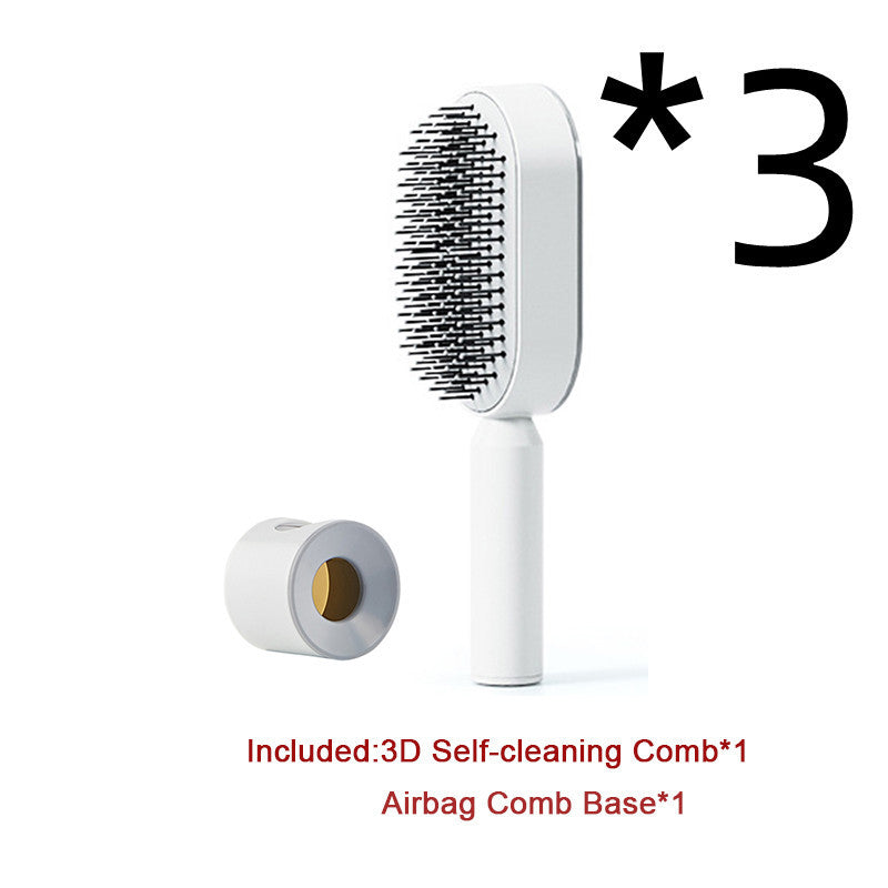 Self Cleaning Hair Brush For Women One-key Cleaning Hair Loss Airbag Massage Scalp Comb Anti-Static Hairbrush - BuzzMart