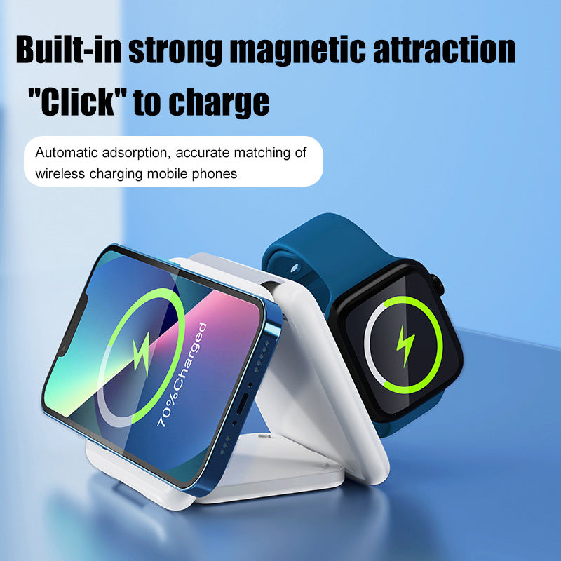 Folding Magnetic Suction Wireless Charger 3-in-1 - BuzzMart