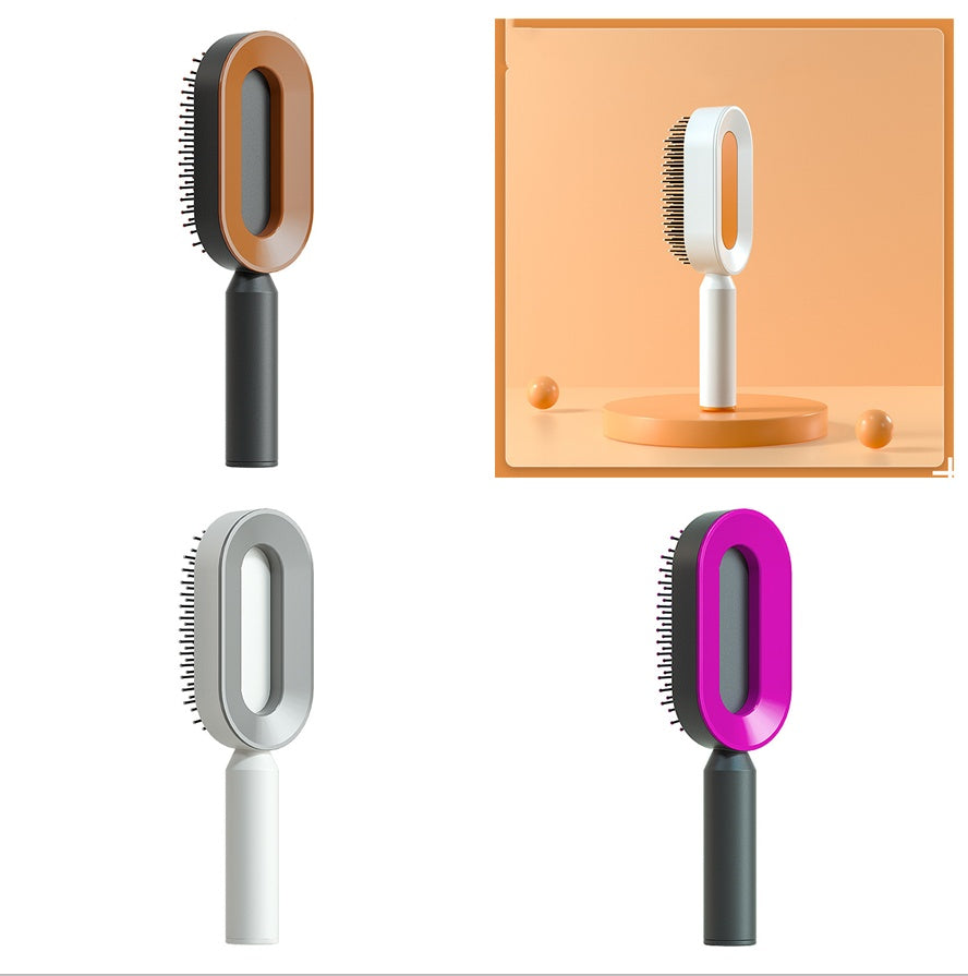 Self Cleaning Hair Brush For Women One-key Cleaning Hair Loss Airbag Massage Scalp Comb Anti-Static Hairbrush - BuzzMart