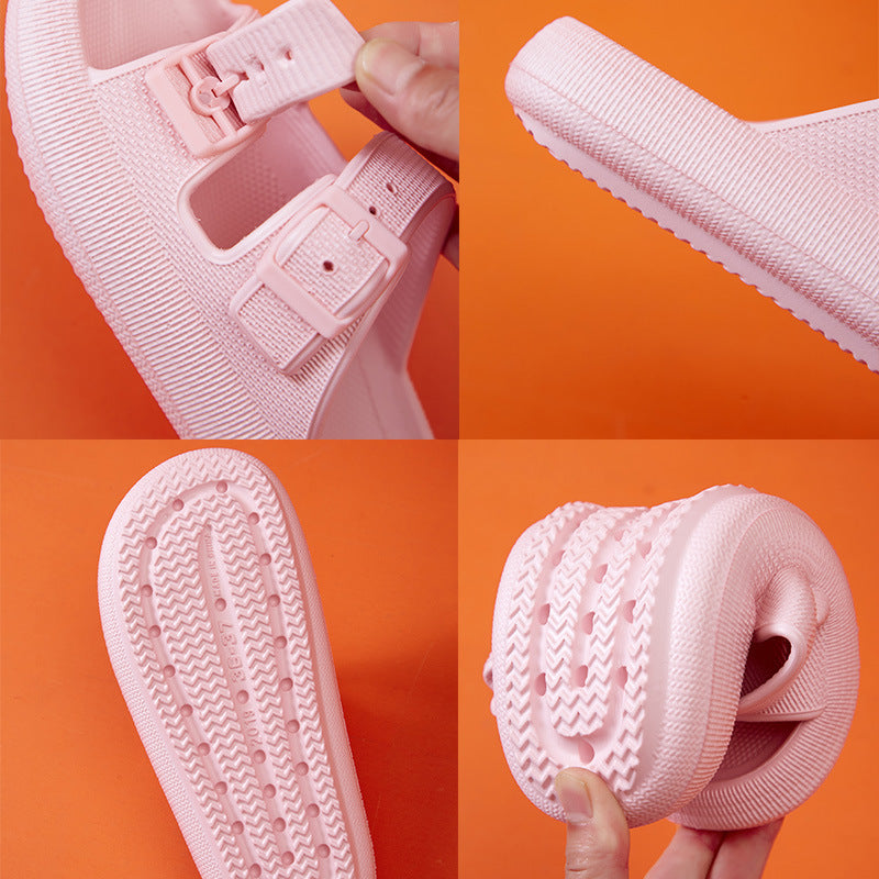 Platform Slippers Women's Summer Buckle Home Shoes Fashion Outdoor Wear Soft Bottom Sandals - BuzzMart