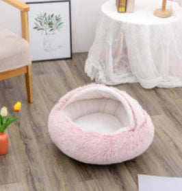 2 In 1 Dog And Cat Bed Pet Winter Bed Round Plush Warm Bed House Soft Long Plush Pets Bed Pet Products - BuzzMart